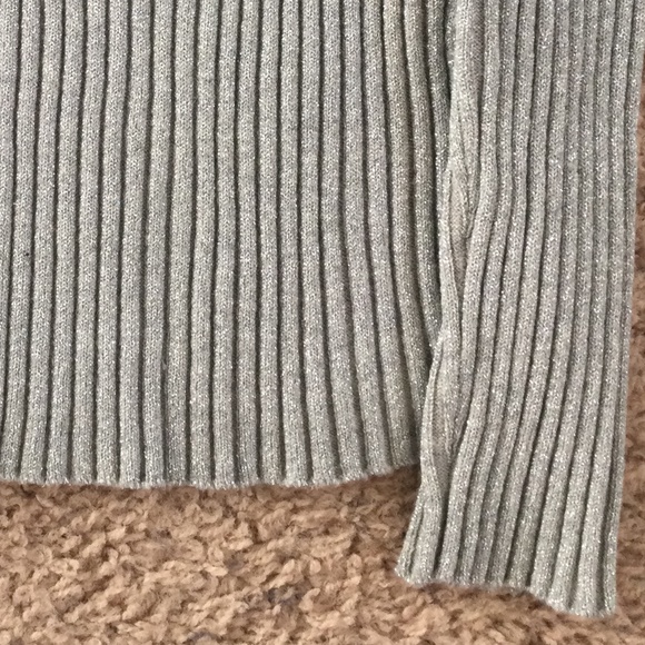 Express Womens Rib Knit Sparkle Gray Turtleneck Sweater - Picture 8 of 10